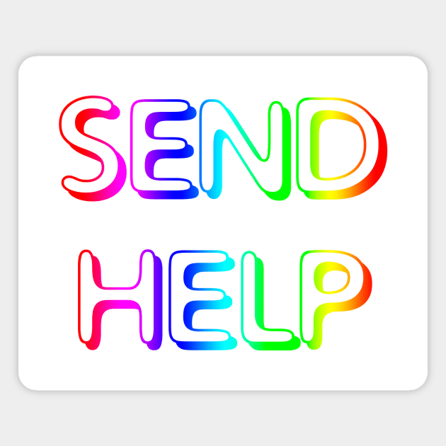 SEND HELP PLZ retro gamer rainbow neon colors Magnet by sandpaperdaisy